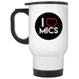 I (Cardioid) Heart Mics Ceramic Home or Stainless Steel Travel Mug