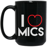 I (Cardioid) Heart Mics Ceramic Home or Stainless Steel Travel Mug